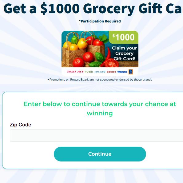 Get a 1000$ grocery gift card